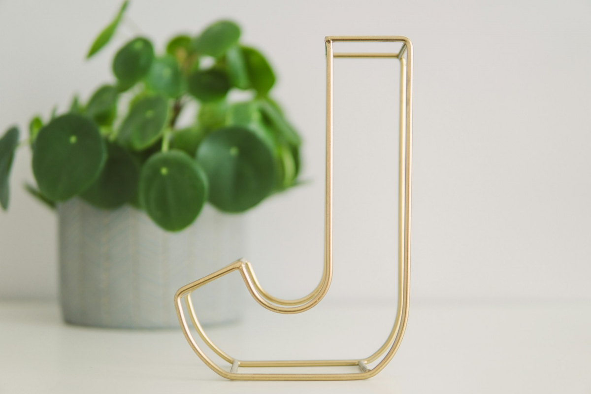 metal wire letter J