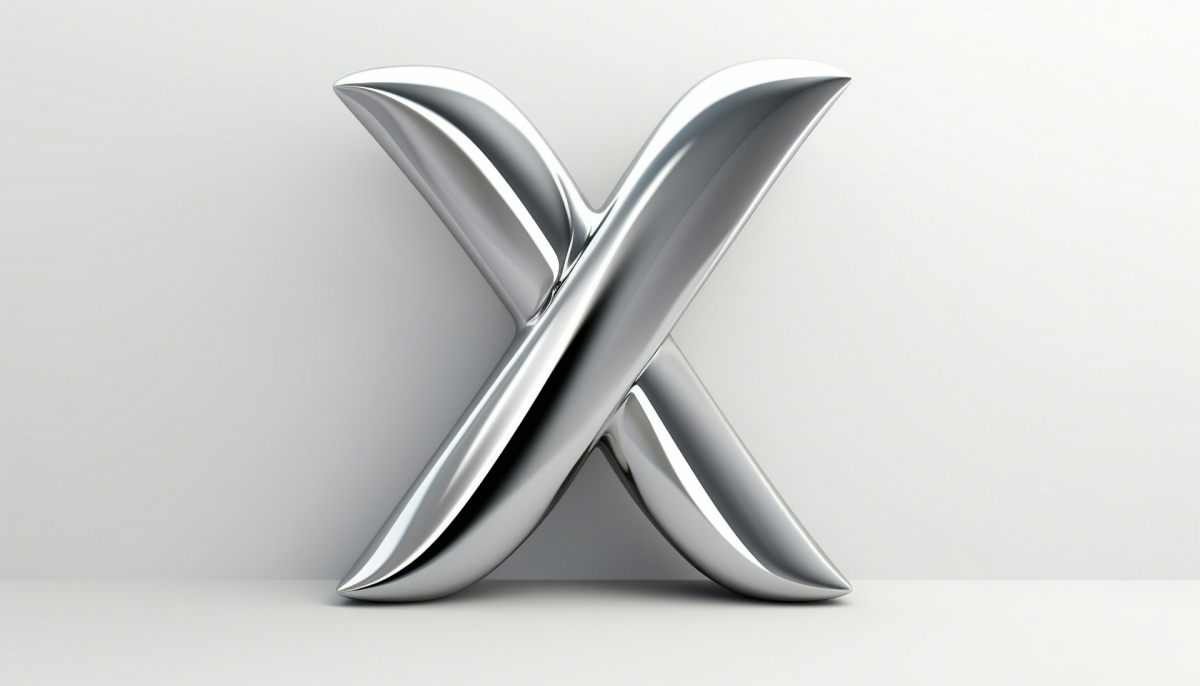 metallic silver letter X